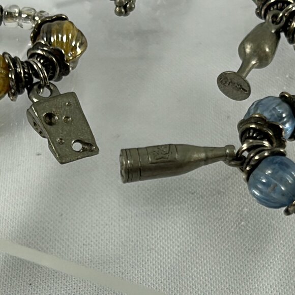 Lot 5 Multicolored Beaded Wine Charms Silver Tone Cheese Wedge Grapes Bottle - Picture 4 of 12
